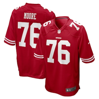 mens nike jaylon moore scarlet san francisco 49ers game jers